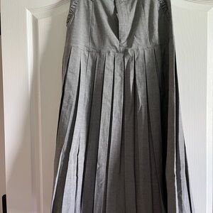 Cinq a Sept Gray Maxi Pleated A-Line Skirt